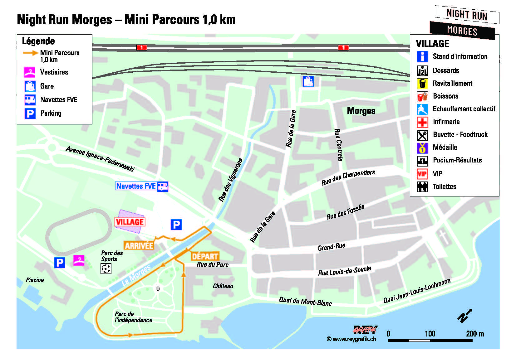 Parcours 1km Night Run Morges